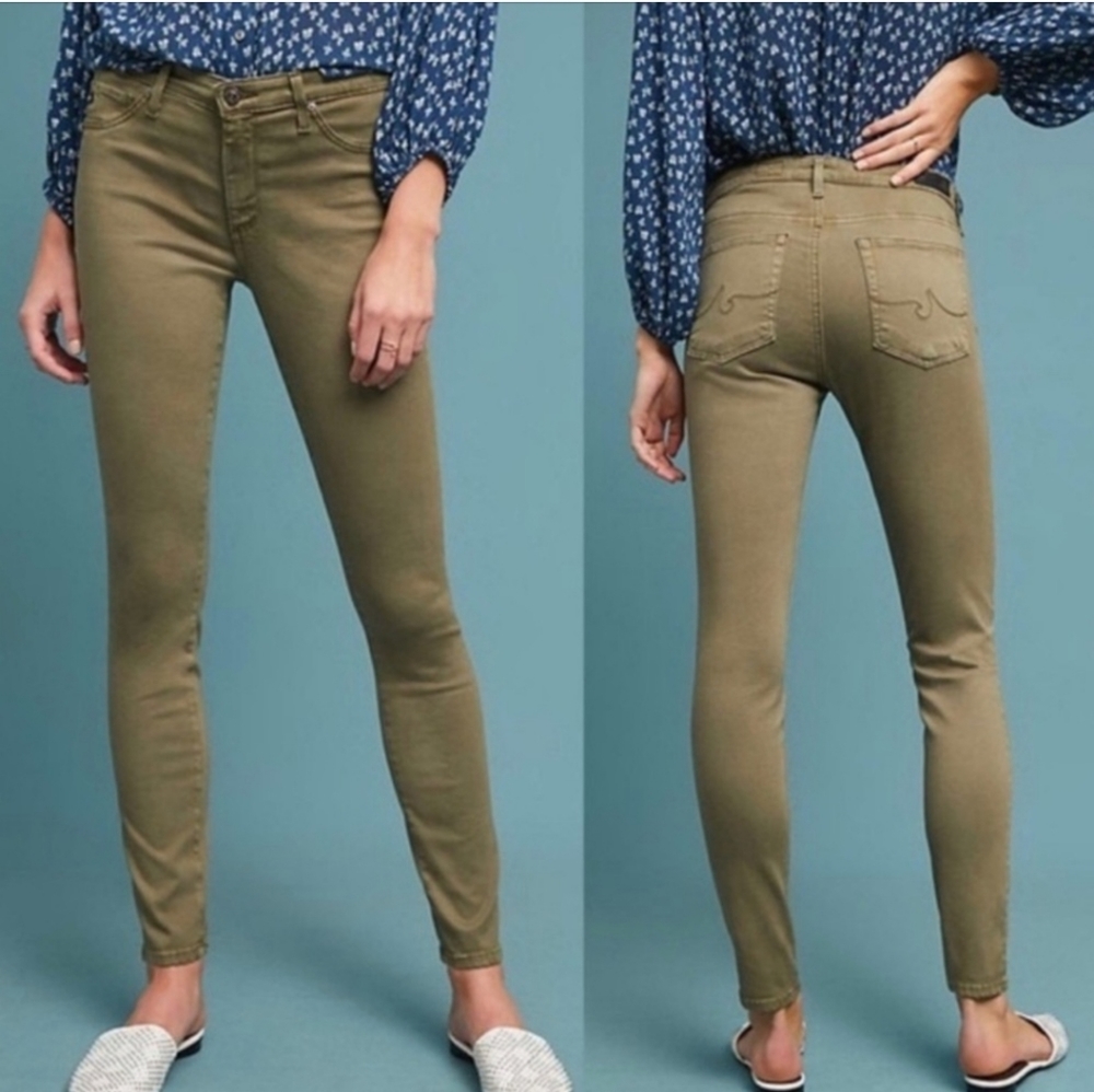 Anthropology AG Green The Abbey Ankle Sateen Skinny Jeans 26 H-0849